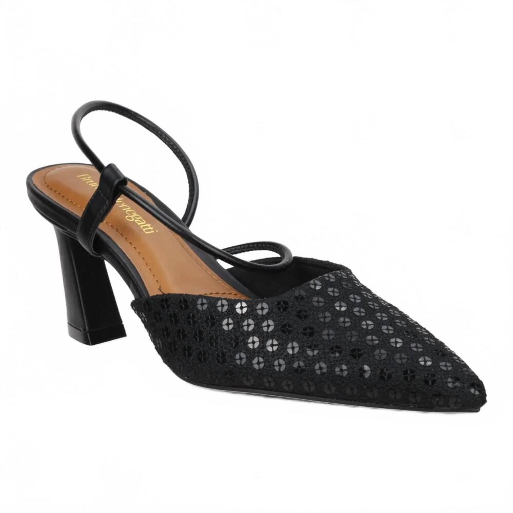 NEW BRUNO MENEGATTI women's chantel embellished sling back heels in black